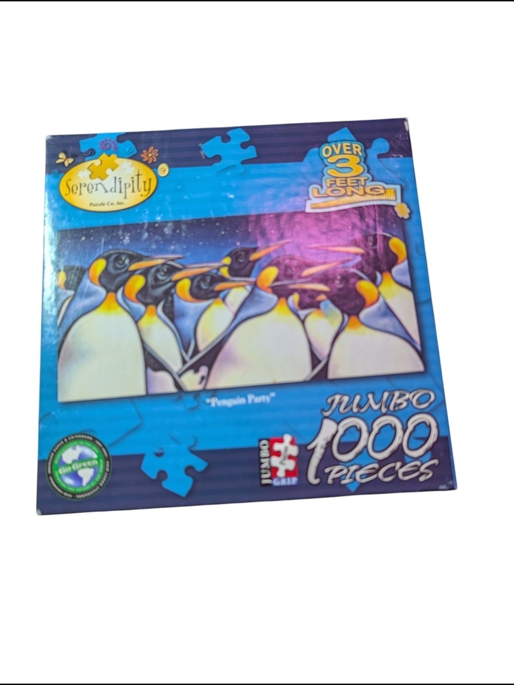 Serendipity Blue Penguin Party Jumbo 1000-Piece Puzzle